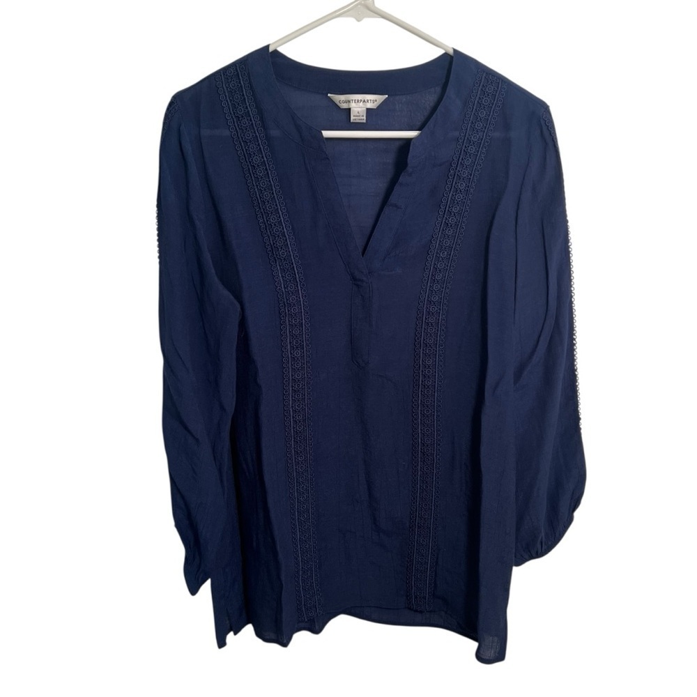 Counterparts Navy Embroidered Peasant Blouse